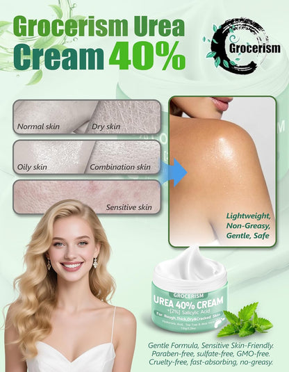 Grocerism Urea Cream 40% for Feet Maximum Strength Hand & Foot Cream 5.29oz