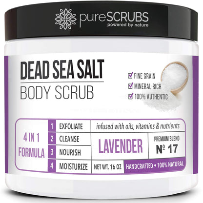 pureSCRUBS Premium Coconut Body Scrub Set, Exfoliating Dead Sea Salt Scrub
