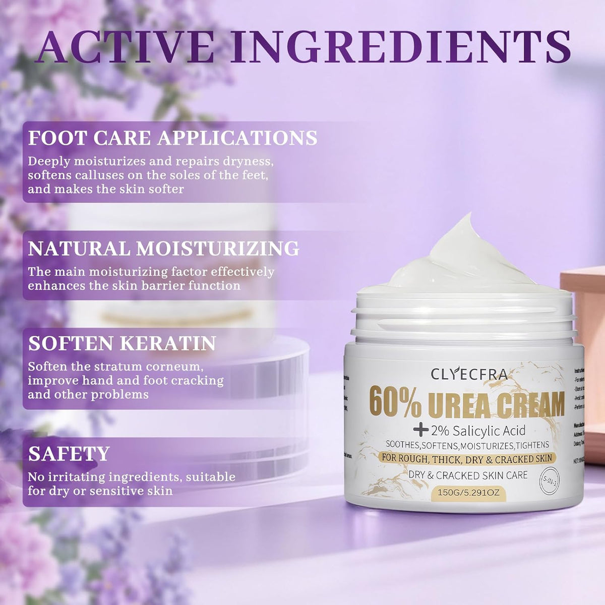 5-in-1 60% Urea Cream for Feet & 2% Salicylic Acid for Deep Hydration-150g