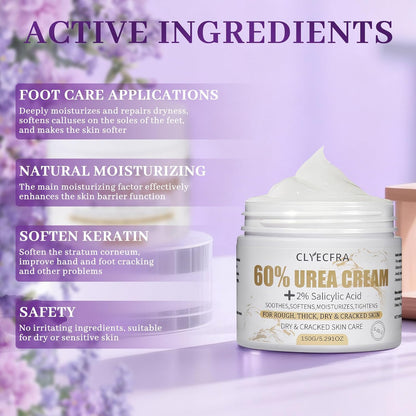 5-in-1 60% Urea Cream for Feet & 2% Salicylic Acid for Deep Hydration-150g