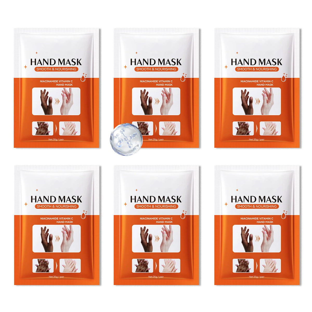 6 Pairs Hand Mask for Dry Cracked Hands,Nourishing Moisturizing Gloves,Hands Moisturizer for Deep Moisturizing,Silky Smooth Moisturizing Gloves,Hand Care Mask Set(A)