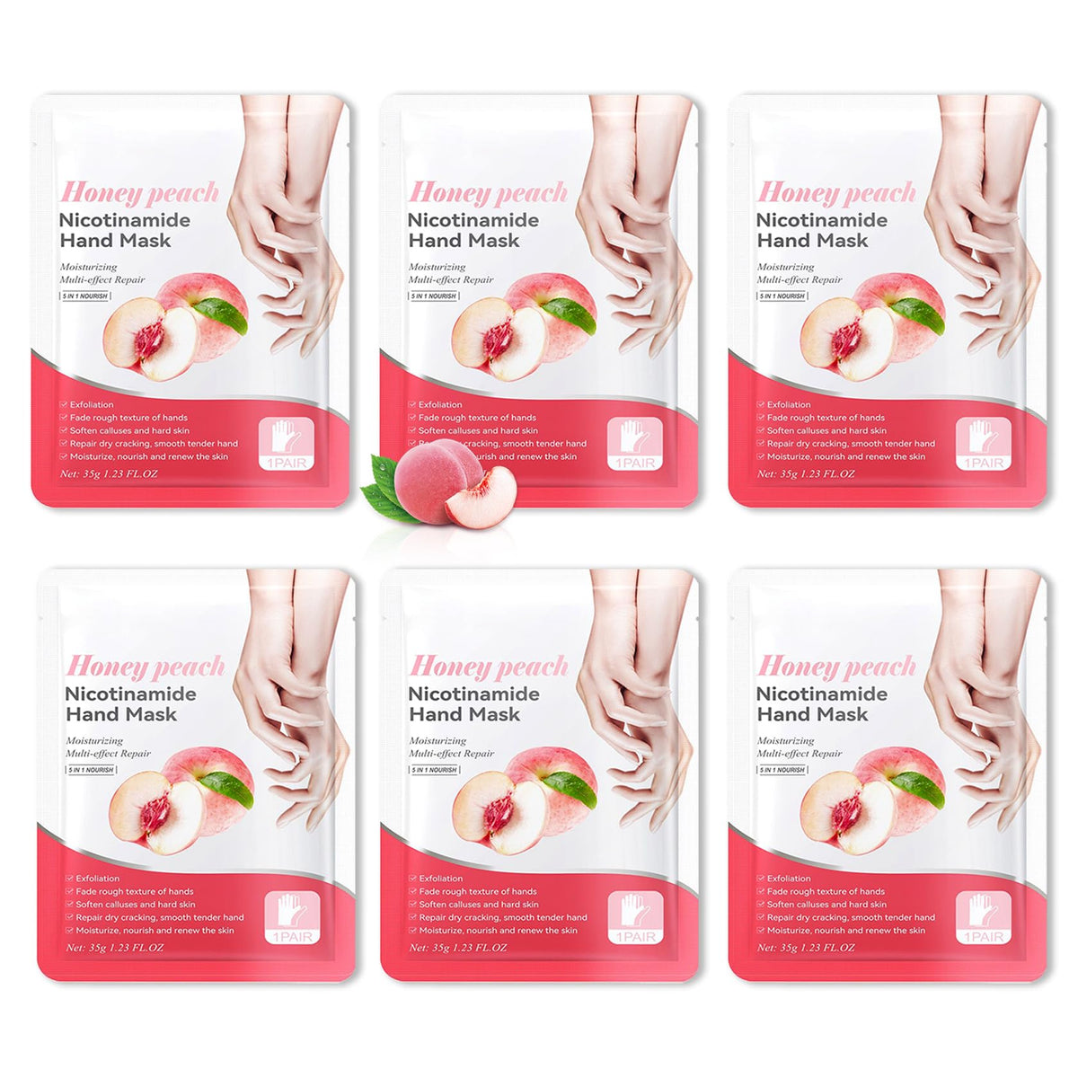 6 Pairs Hand Mask for Dry Cracked Hands,Nourishing Moisturizing Gloves,Hands Moisturizer for Deep Moisturizing,Silky Smooth Moisturizing Gloves,Hand Care Mask Set(A)