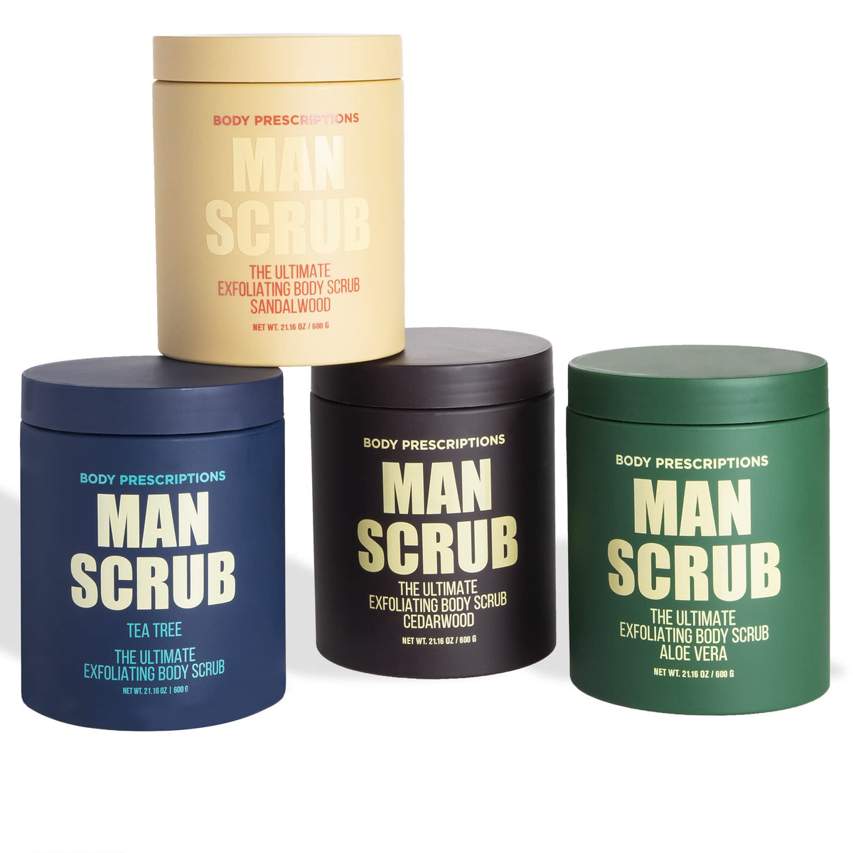 Body Prescriptions Men’s Exfoliating Body Scrub – Ultimate Skin Cleansing Wash in Jar with Twist-Top Lid, For All Skin Types, 21 Ounce (Pack of 1), Cedarwood