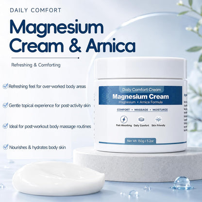 Magnesium Cream with Arnica, Magnesium Lotion for Muscles Joints Feet Hands Legs, Fast Absorbing, 150g/5.2oz