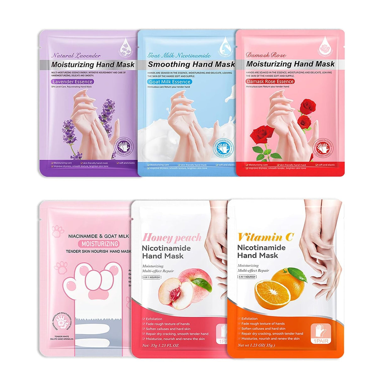 6PCS Moisturizing Hand Masks,Deep Nourishing Hand Gloves,Hydrating Hand Mask for Dry Cracked Hands,Soft and Smooth Touch Hands,Self Care Gifts for Women