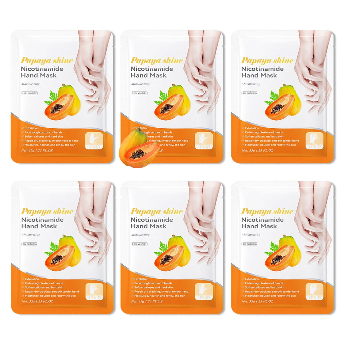 6 Pairs Hand Mask for Dry Cracked Hands,Nourishing Moisturizing Gloves,Hands Moisturizer for Deep Moisturizing,Silky Smooth Moisturizing Gloves,Hand Care Mask Set(A)