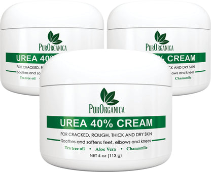 PurOrganica Urea Cream 40% – Made in USA, Maximum Strength Foot Cream for Dry, Cracked Heels, Corns, Calluses & Rough Feet, Exfoliating Moisturizer