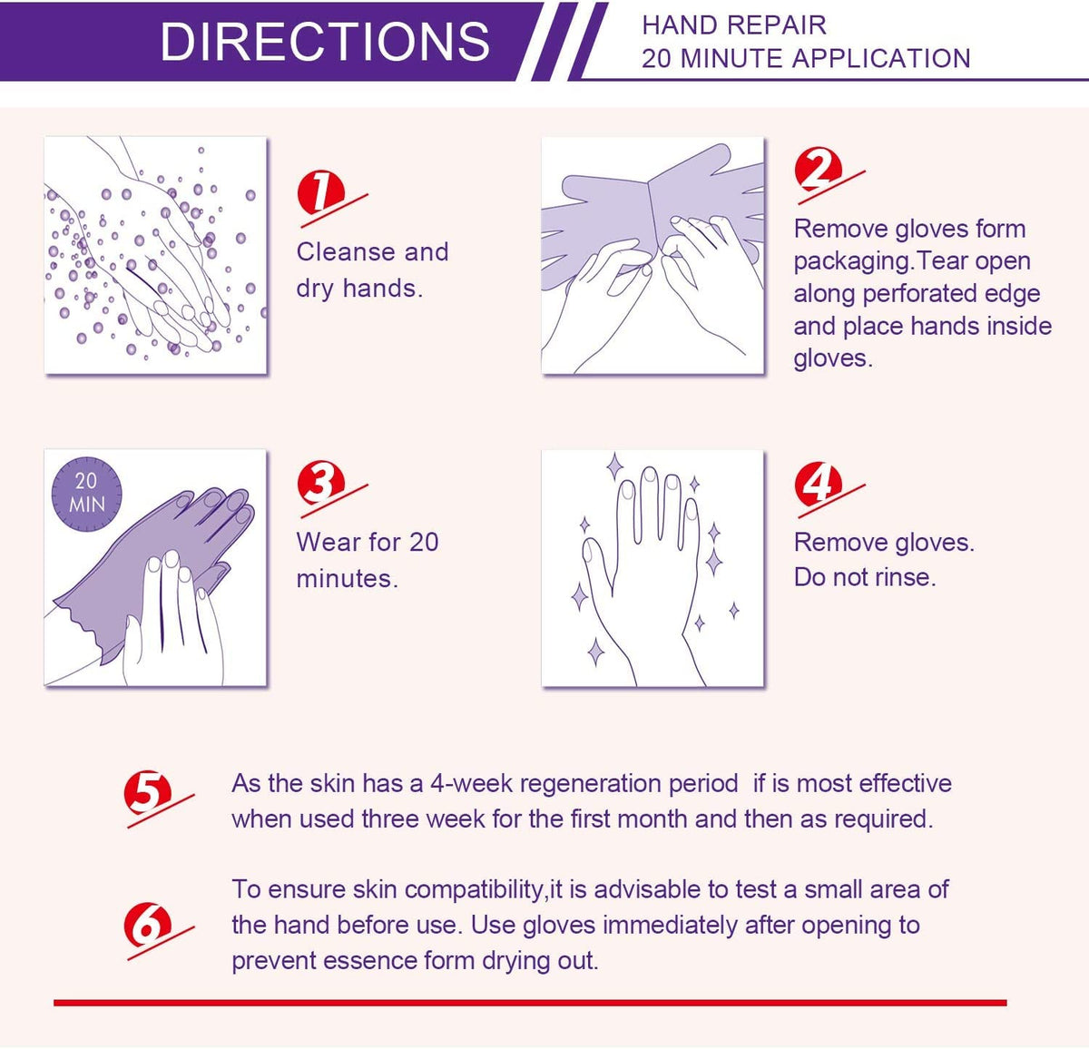 Hand Mask Moisturizing Glove 5 pack, Hydrating Masks Repair Dry Cracked Hands, Remove Dead/Rough Skin (Lavender)