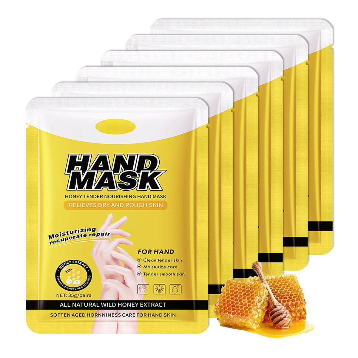 6 Pairs Hand Masks Moisturizing Gloves, Hydrating Hand Mask Moisturizer Gloves Care for Dry Cracked Hands, Smooth Long Lasting Soft Firming Hand Mask Gift Set for Men Women（A)