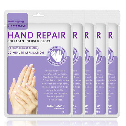 Hand Peeling Mask 5 pack, Hand Masks Moisturizing Gloves, Repairing Glove for Dry Skin, Remove Dead Rough Skin (honey and milk)
