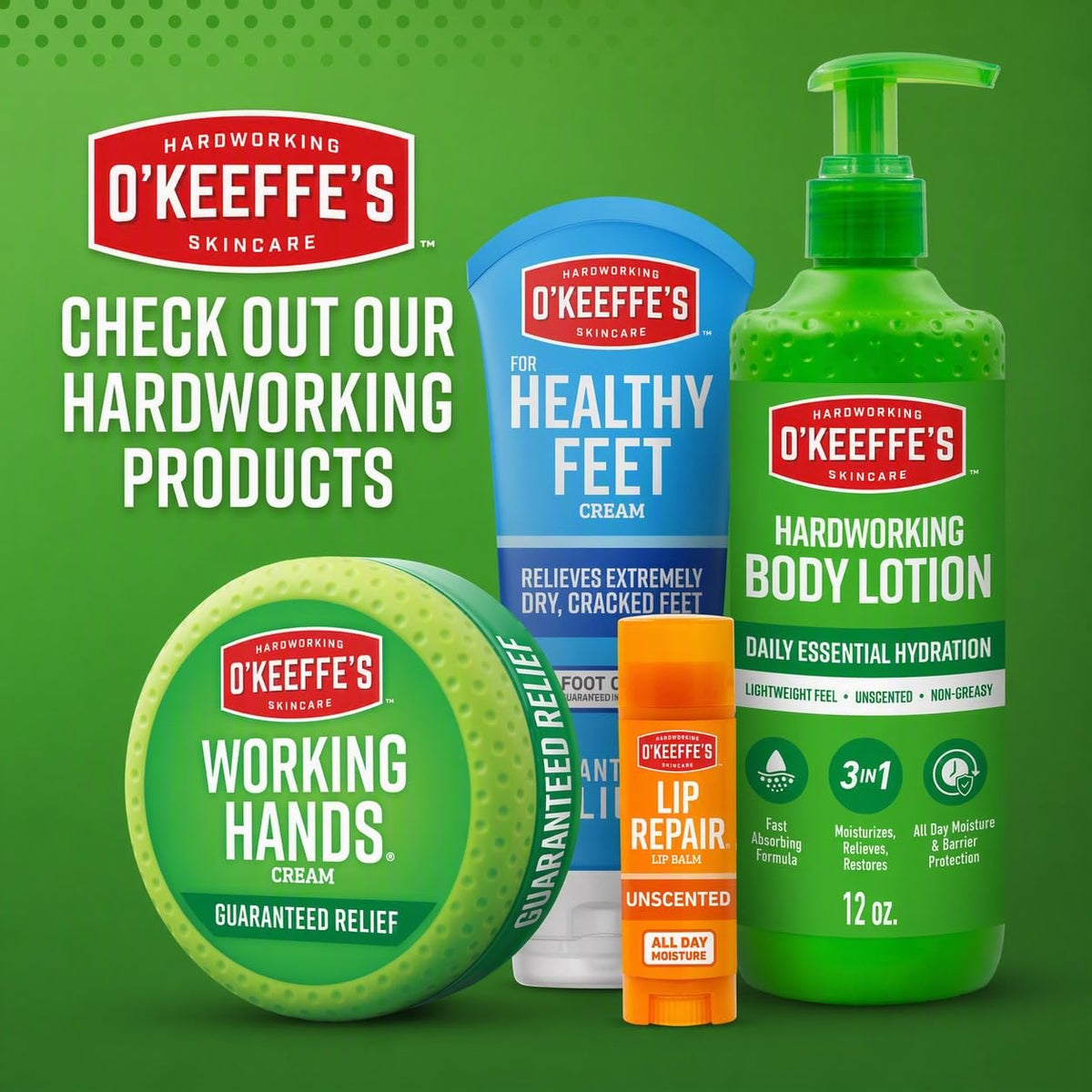 O'Keeffe's Giftbox, Lip Repair with Cherry, Working Hands, Healthy Feet