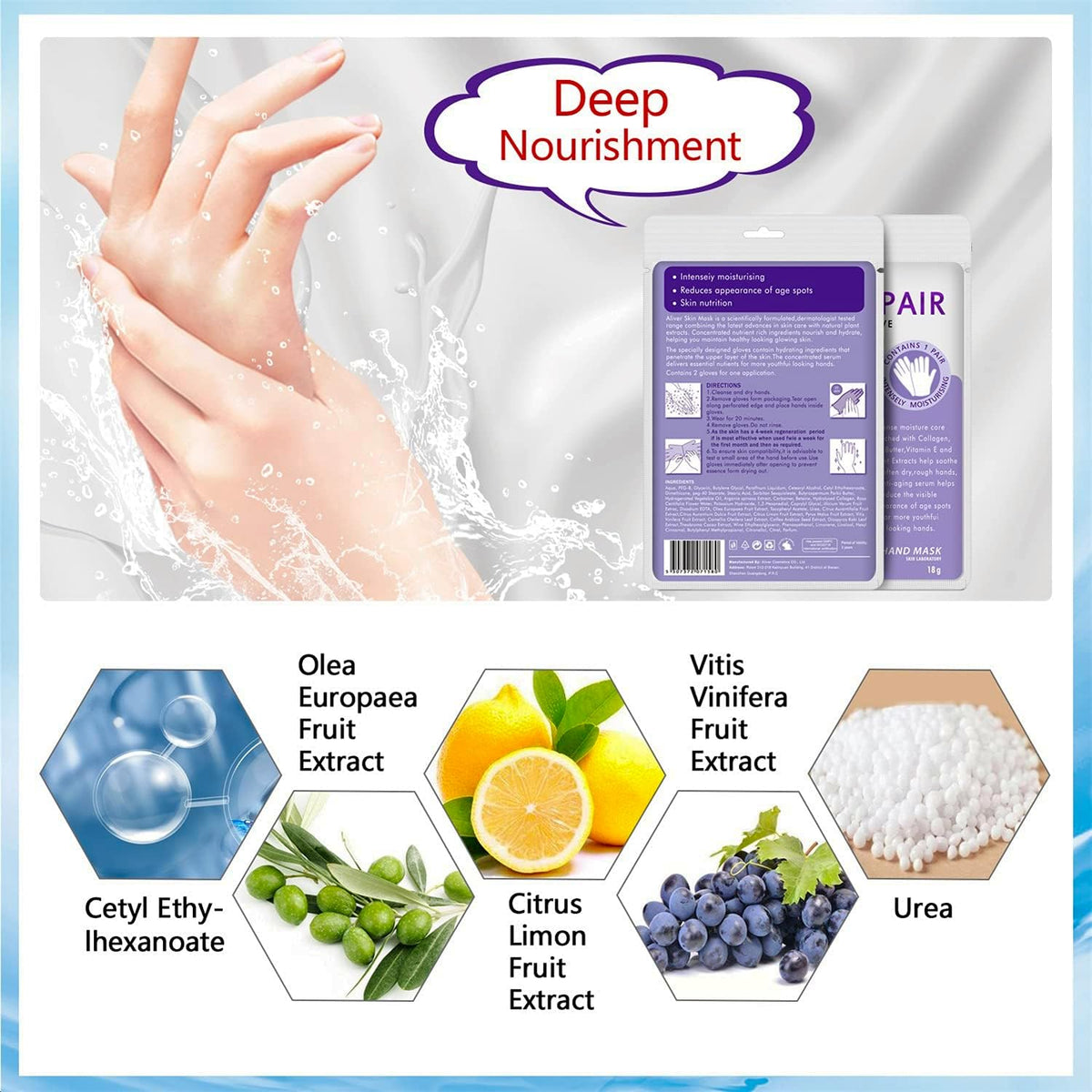 AIQIUSHA 4 Pack Hands Moisturizing Gloves, Hand Spa Mask Infused Collagen, Serum + Vitamins + Natural Plant Extracts for Dry, Cracked Hands, Moisturizer Hands Mask, Repair Rough Skin for Women&Men