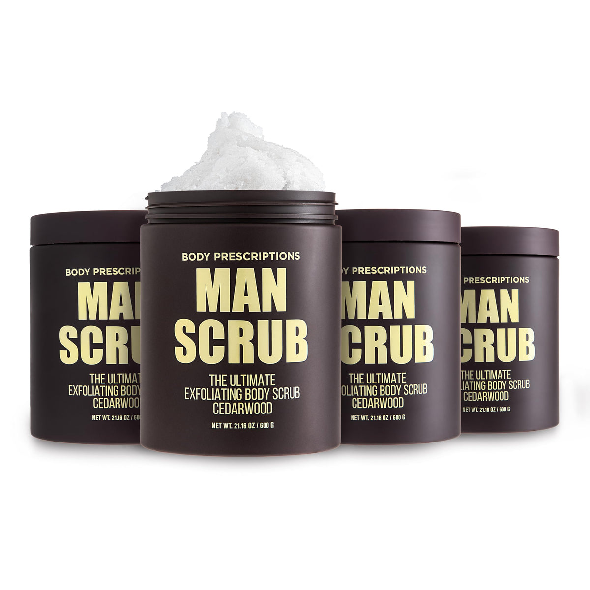 Body Prescriptions Men’s Exfoliating Body Scrub – Ultimate Skin Cleansing Wash in Jar with Twist-Top Lid, For All Skin Types, 21 Ounce (Pack of 1), Cedarwood