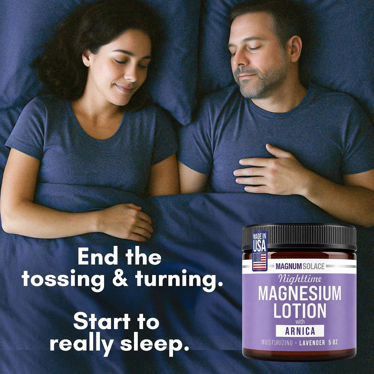Magnum Solace Nighttime Magnesium Lotion with Arnica – Highly Concentrated Magnesium for Muscles & Joints – Apply to Legs or Feet Before Bed – Skin-Friendly