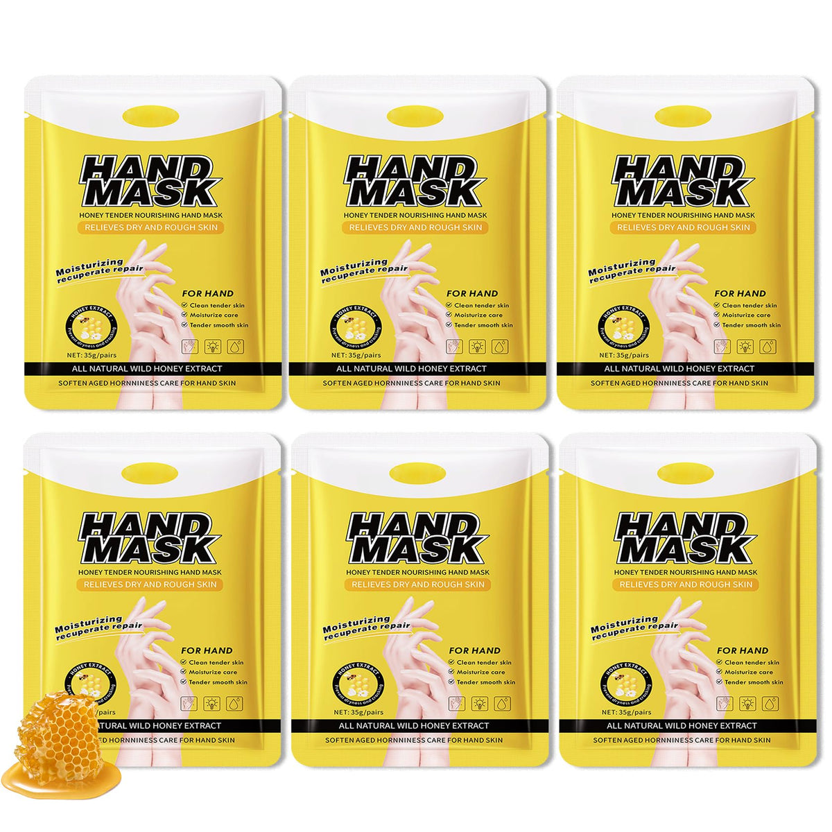 Hydrating Hand Masks, 6PCS Hand Mask Moisturizing Gloves for Men Women, Smooth Long Lasting Soft Exfoliating Hand Peeling Spa Mask Moisturizer Beauty Gift Set for Dry Cracked Rough Dull Hands（A)
