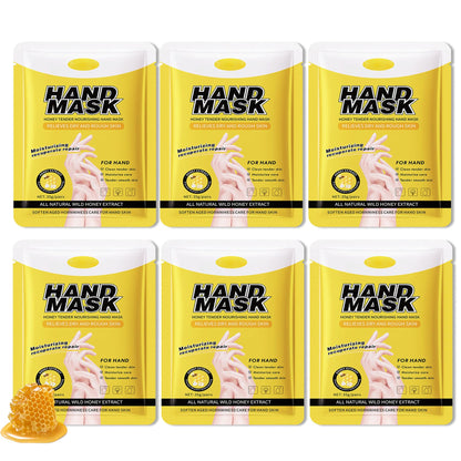 Hydrating Hand Masks, 6PCS Hand Mask Moisturizing Gloves for Men Women, Smooth Long Lasting Soft Exfoliating Hand Peeling Spa Mask Moisturizer Beauty Gift Set for Dry Cracked Rough Dull Hands（A)