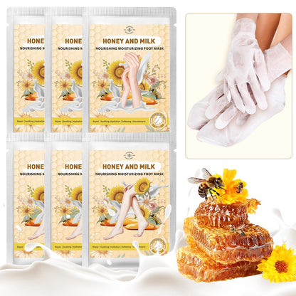 TEAWOO Hydrating Hand and Foot Mask with Honey & Milk, Vitamin E