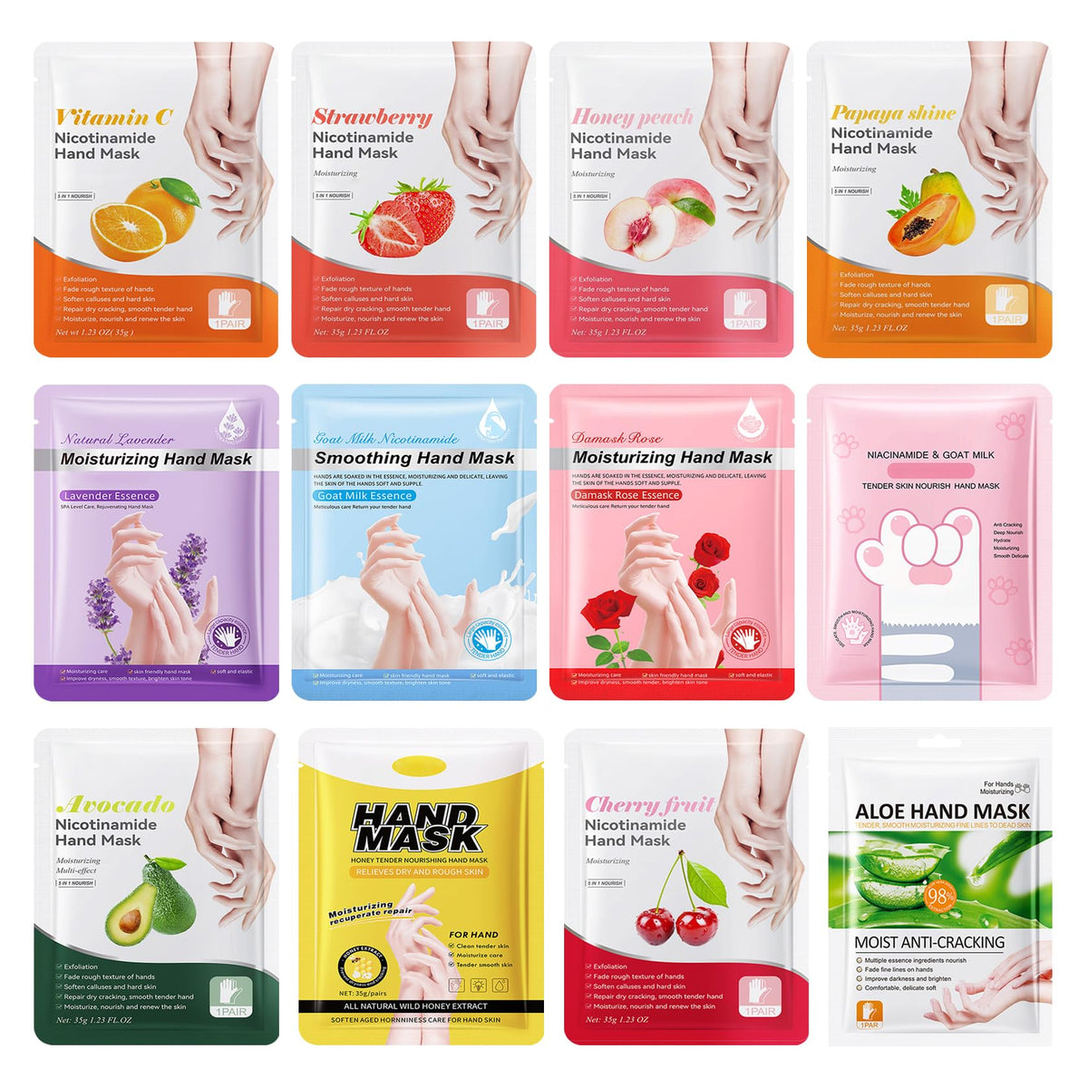 6PCS Hydrating Hand Mask Gifts Set,Intensive Cute Hand Masks for Dry Cracked Hands,Gentle Long Lasting Hand Masks Moisturizing Gloves for Soft and Smooth Touch Hands