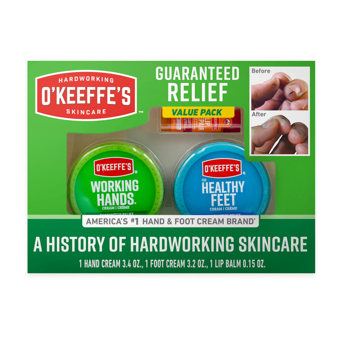O'Keeffe's Giftbox, Lip Repair with Cherry, Working Hands, Healthy Feet