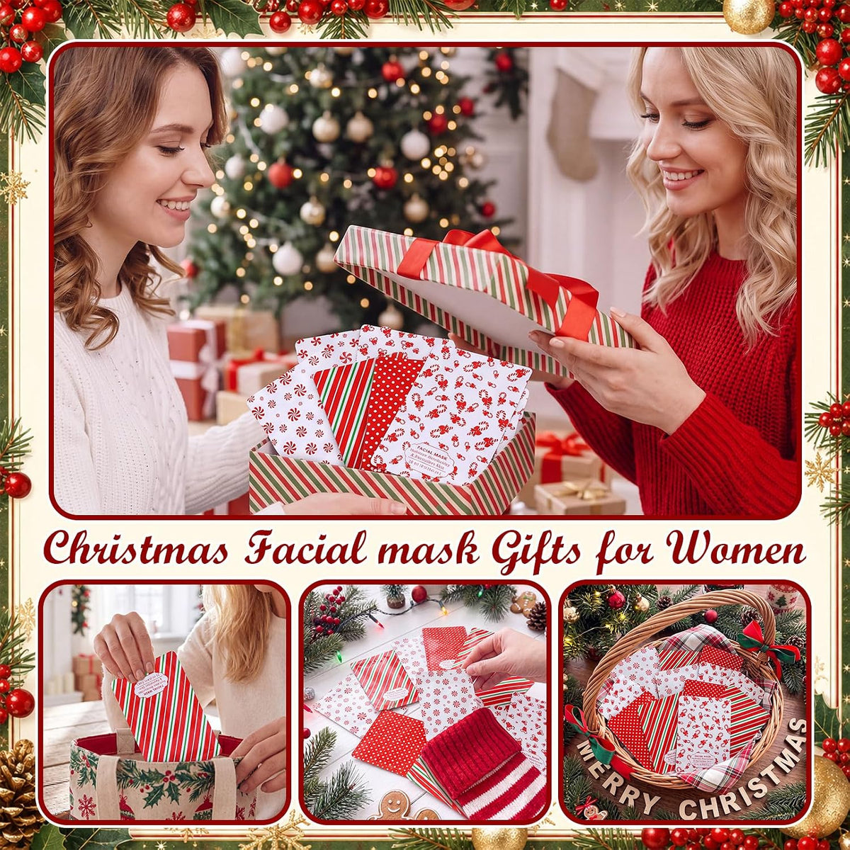 Leelosp 6set/18pcs Christmas Face Mask Hand Cream Lip Balm, Travel Size