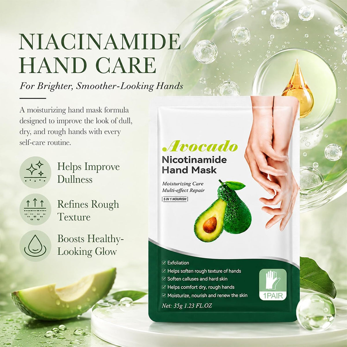 Avocado Hand Masks Moisturizing Glove, 5 Pairs Hand Peeling Mask