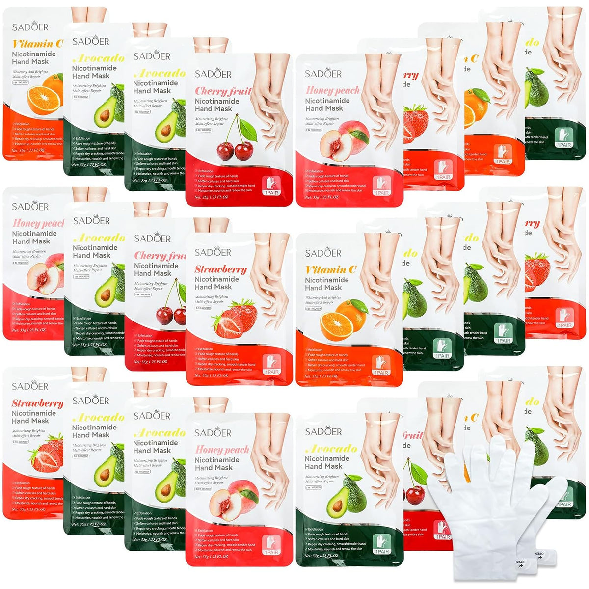 24 Pcs Fruits Beauty Hand Mask Bulk for Women Girl Sister