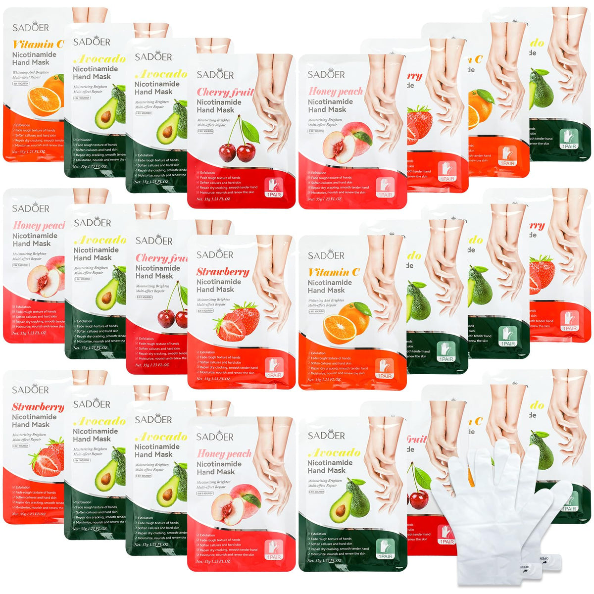 24 Pcs Fruits Beauty Hand Mask Bulk for Women Girl Sister