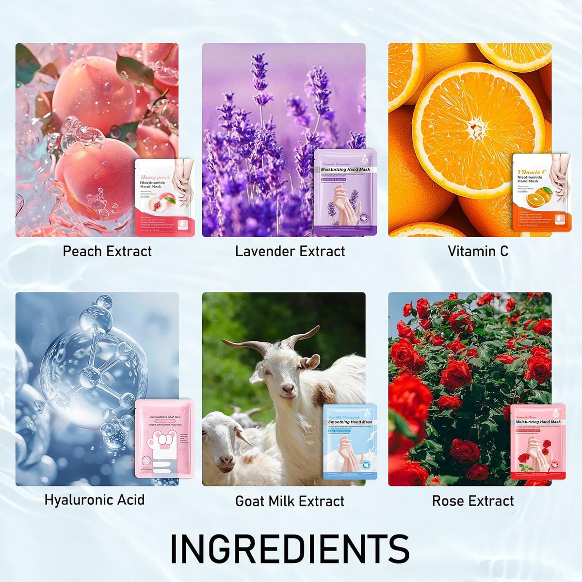 6PCS Moisturizing Hand Masks,Deep Nourishing Hand Gloves,Hydrating Hand Mask for Dry Cracked Hands,Soft and Smooth Touch Hands,Self Care Gifts for Women