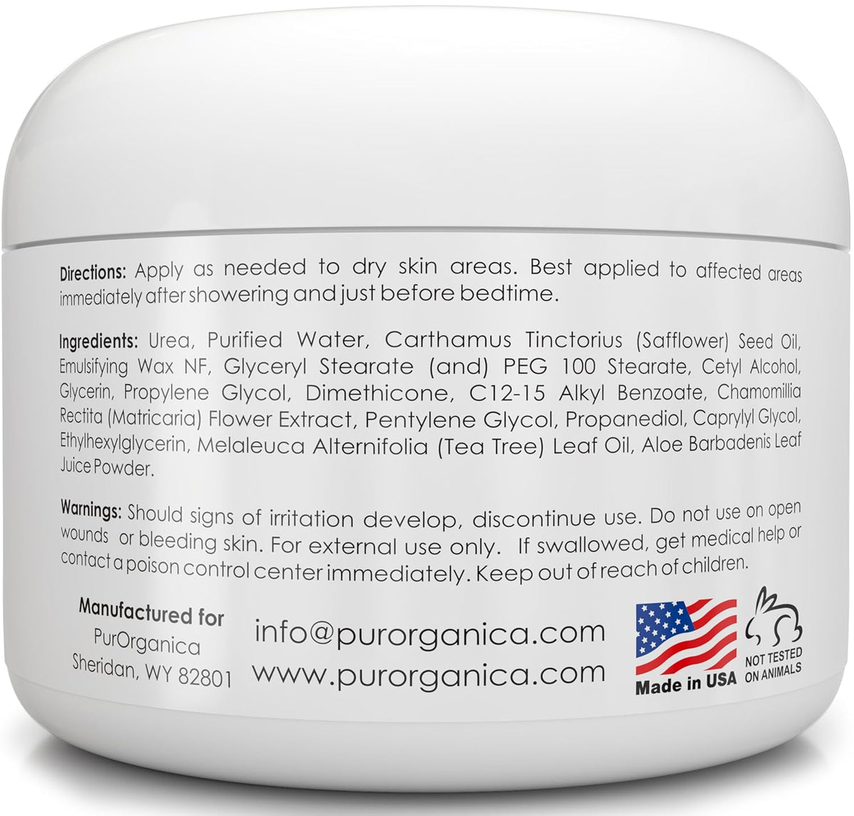 PurOrganica Urea Cream 40% – Made in USA, Maximum Strength Foot Cream for Dry, Cracked Heels, Corns, Calluses & Rough Feet, Exfoliating Moisturizer