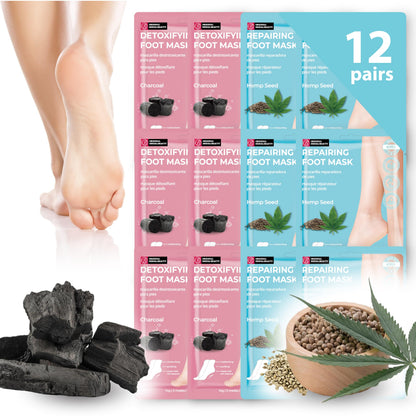 Innerest Original Derma Beauty Foot Mask 12 Pairs Shea Butter + Avocado Foot Mask - Foot Masks after Callus Remover Pedicure Supplies