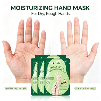 SULADEC Moisturizing Hand Mask with Shea Butter and Goat Milk, Hydrating Hand Masks for Dry Cracked Hands, Dry Skin Moisturizer for Soft and Smooth Touch Hands - Men Women - 5 Pairs