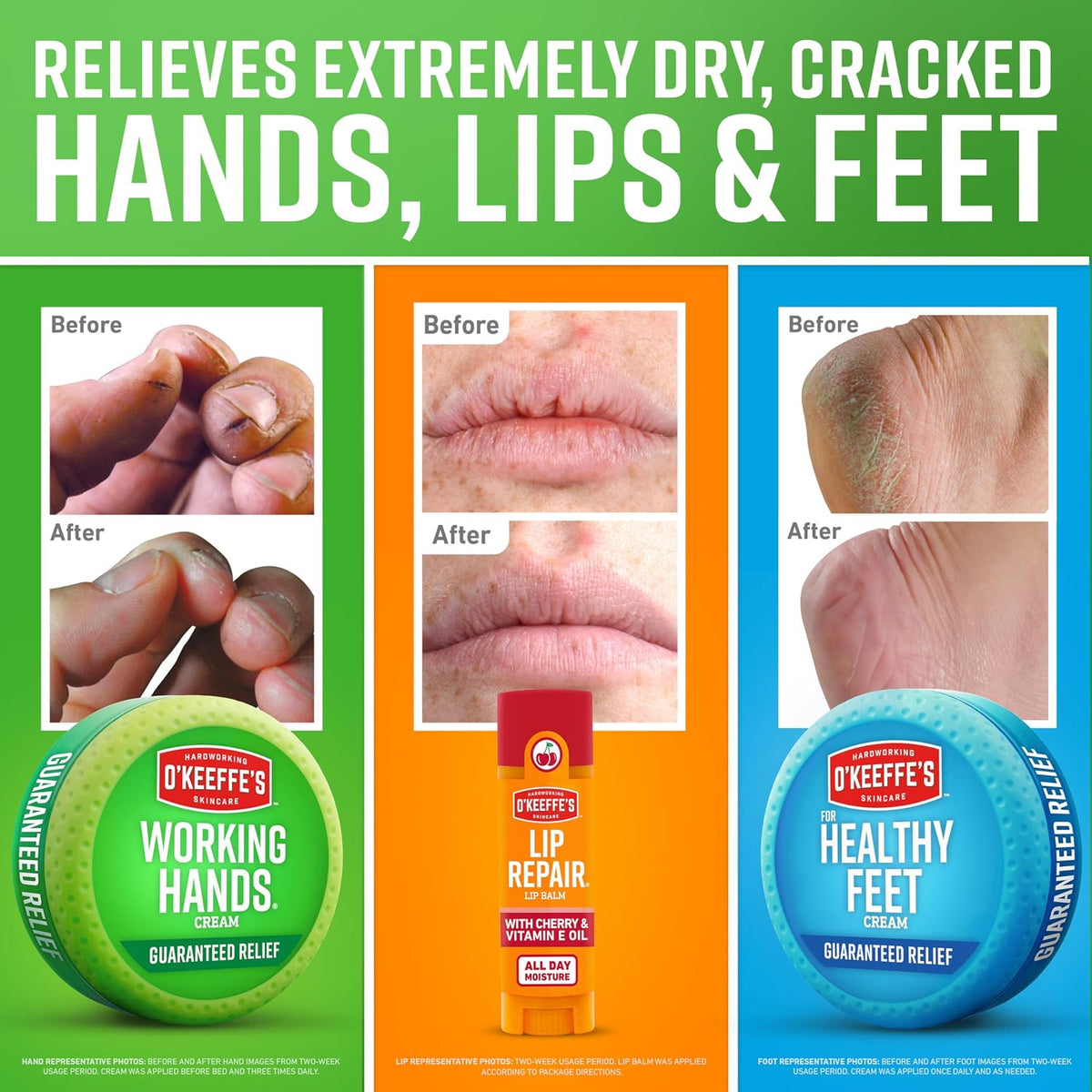 O'Keeffe's Giftbox, Lip Repair with Cherry, Working Hands, Healthy Feet