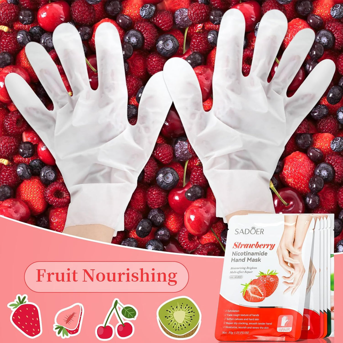 48 Pcs Fruits Beauty Hand Mask Bulk for Women Girl Sister
