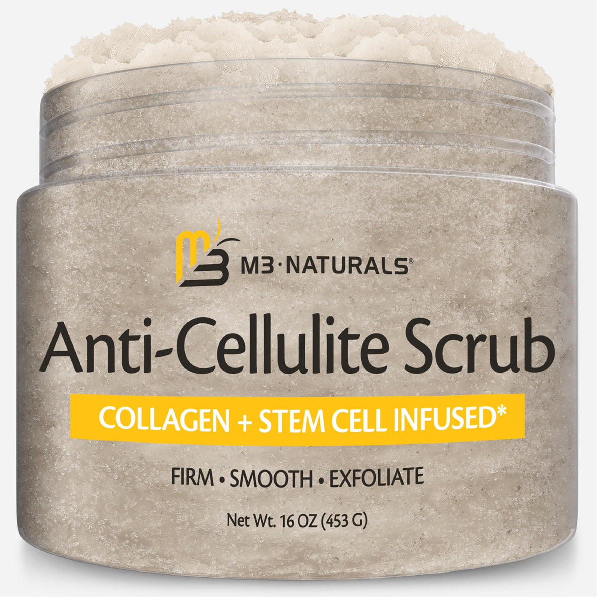Himalayan Salt Scrub Face Foot & Body Exfoliator Infused with Collagen and Stem Cell Natural Exfoliating Salt Body Scrub for Toning Cellulite Skin Care by M3 Naturals