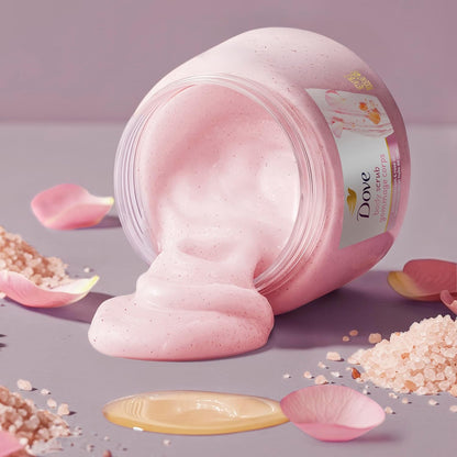 Dove Himalayan Salt & Rose Oil Body Scrub Exfoliates and Deeply 15 oz