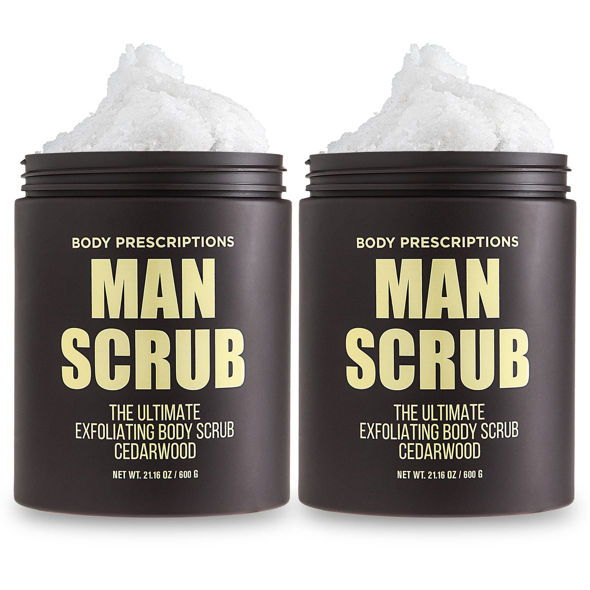 Body Prescriptions Men’s Exfoliating Body Scrub – Ultimate Skin Cleansing Wash in Jar with Twist-Top Lid, For All Skin Types, 21 Ounce (Pack of 1), Cedarwood