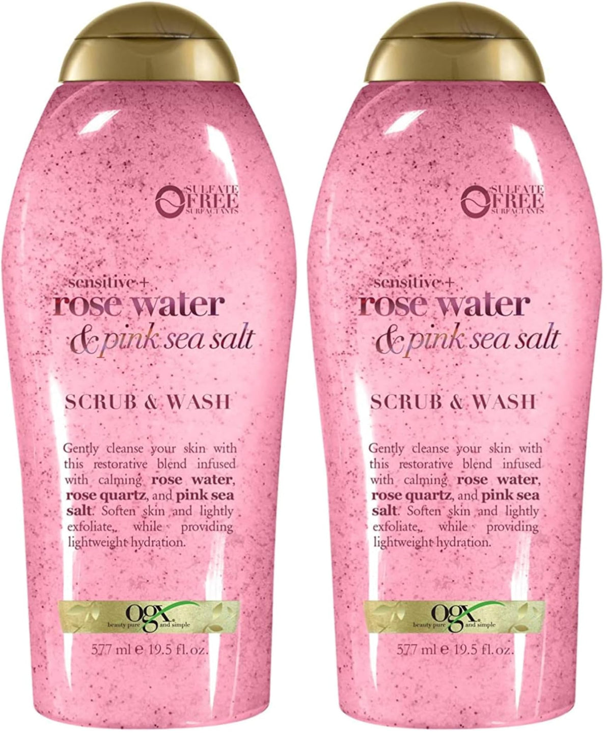 OGX Sensitive + Rose Water & Pink Sea Salt Body Scrub, 19.5 fl oz