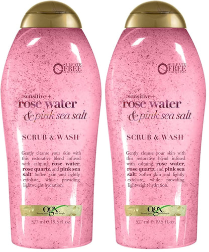 OGX Sensitive + Rose Water & Pink Sea Salt Body Scrub, 19.5 fl oz