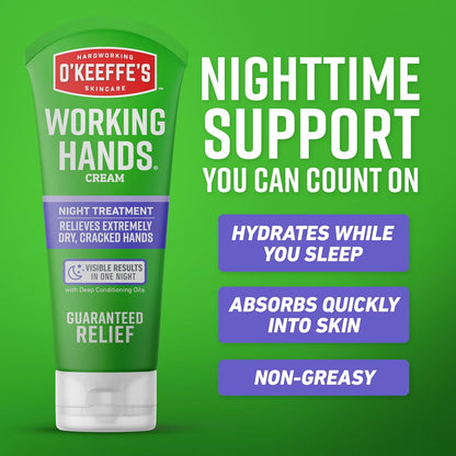 O'Keeffe's Working Hands Night Treatment Hand Cream, 7 oz Tube