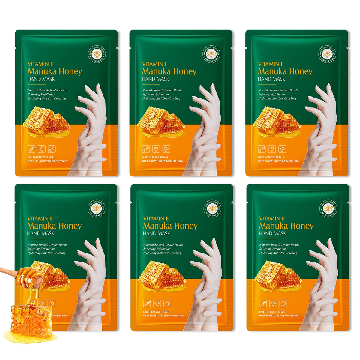 Hydrating Hand Masks, 6PCS Hand Mask Moisturizing Gloves for Men Women, Smooth Long Lasting Soft Exfoliating Hand Peeling Spa Mask Moisturizer Beauty Gift Set for Dry Cracked Rough Dull Hands（A)
