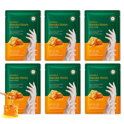 Hydrating Hand Masks, 6PCS Hand Mask Moisturizing Gloves for Men Women, Smooth Long Lasting Soft Exfoliating Hand Peeling Spa Mask Moisturizer Beauty Gift Set for Dry Cracked Rough Dull Hands（A)