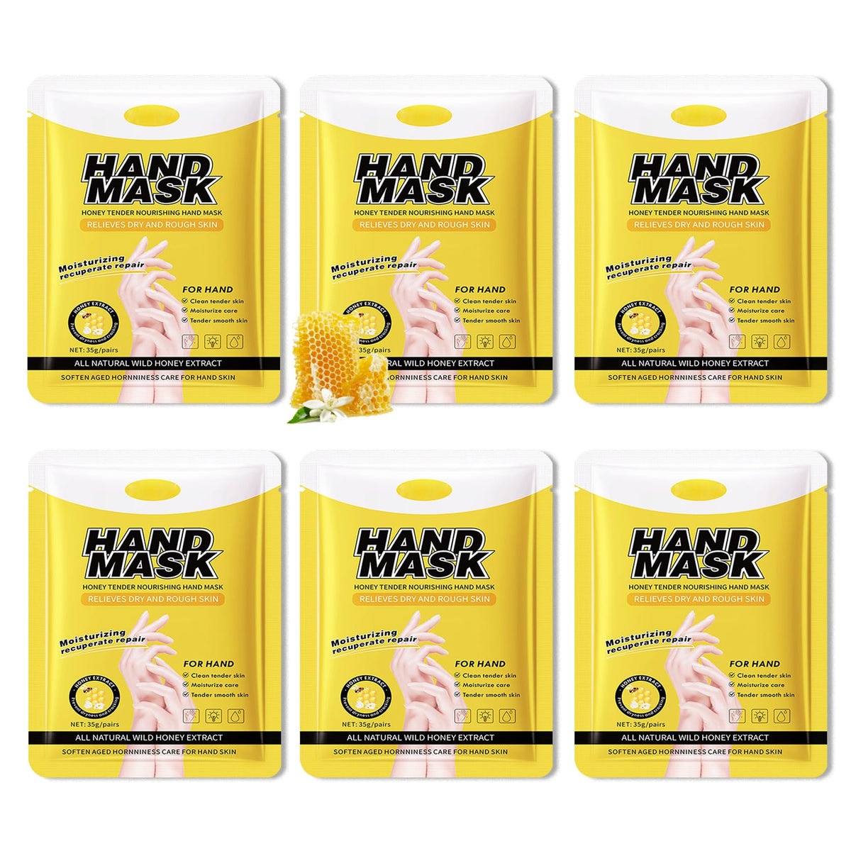 6 Pairs Hand Mask for Dry Cracked Hands,Nourishing Moisturizing Gloves,Hands Moisturizer for Deep Moisturizing,Silky Smooth Moisturizing Gloves,Hand Care Mask Set(A)