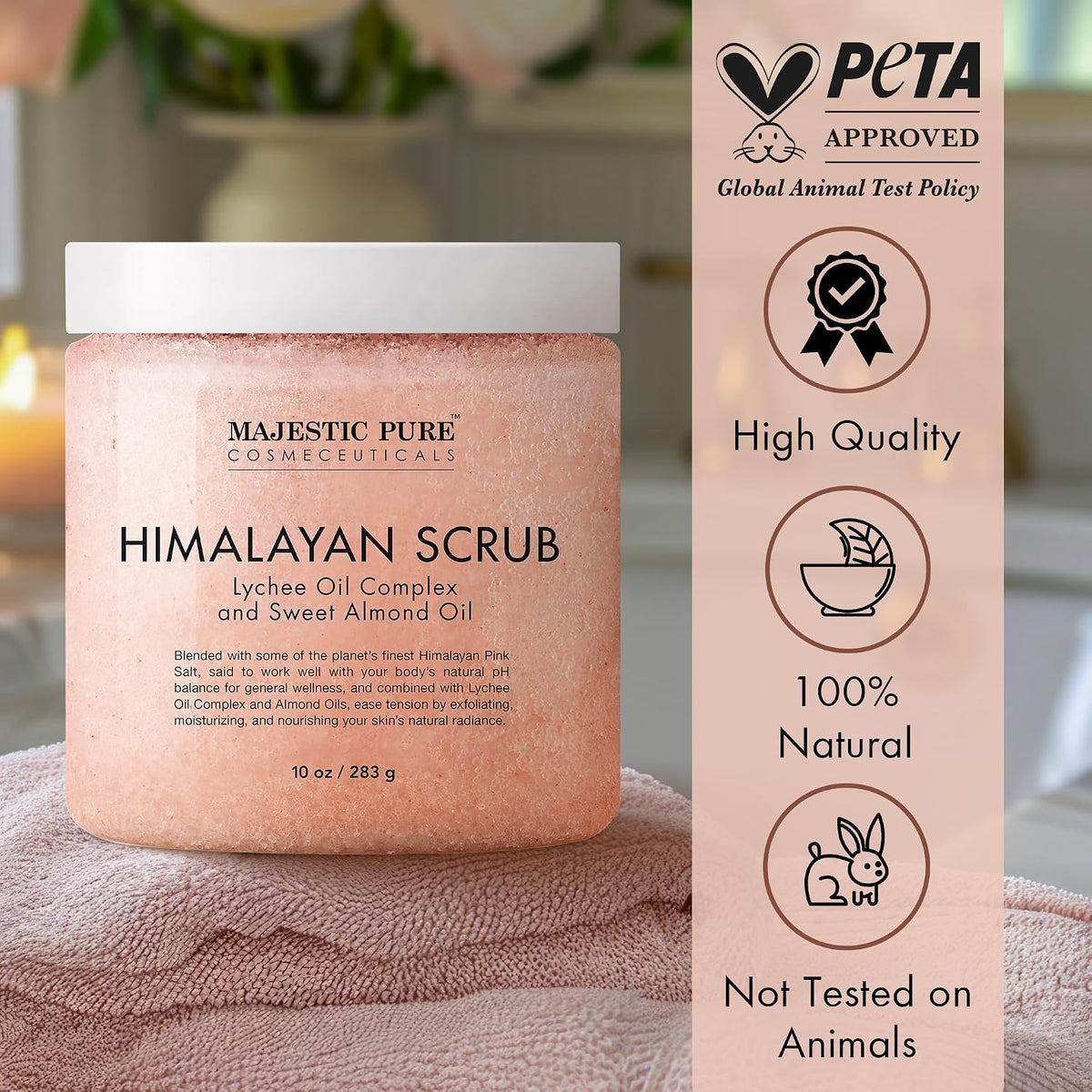 Majestic Pure Himalayan Salt Body Scrub, 10 Oz