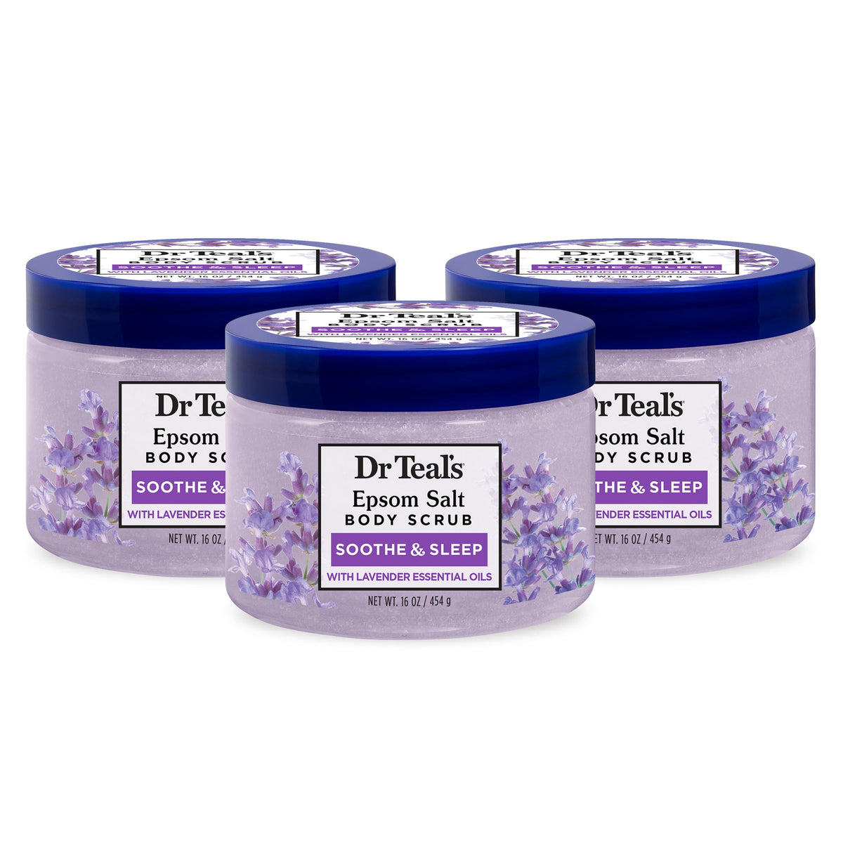 Dr Teal's Pink Himalayan Salt Body Scrub, Restore & Replenish with Pure Epsom Salt & Essential Oils, 16 oz (Pack of 3)