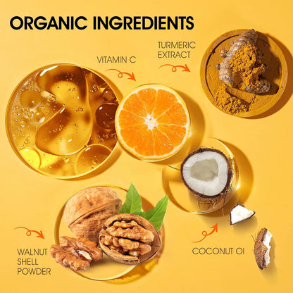 VOERUY Body Scrub, Turmeric Exfoliating Body Scrub, with Coconut Oil & Vitamin C, Bikini Area Exfoliator Gently Exfoliate Body Hand and Foot Scrub, Moisturized Skin for Women and Men, 11.28oz/320g