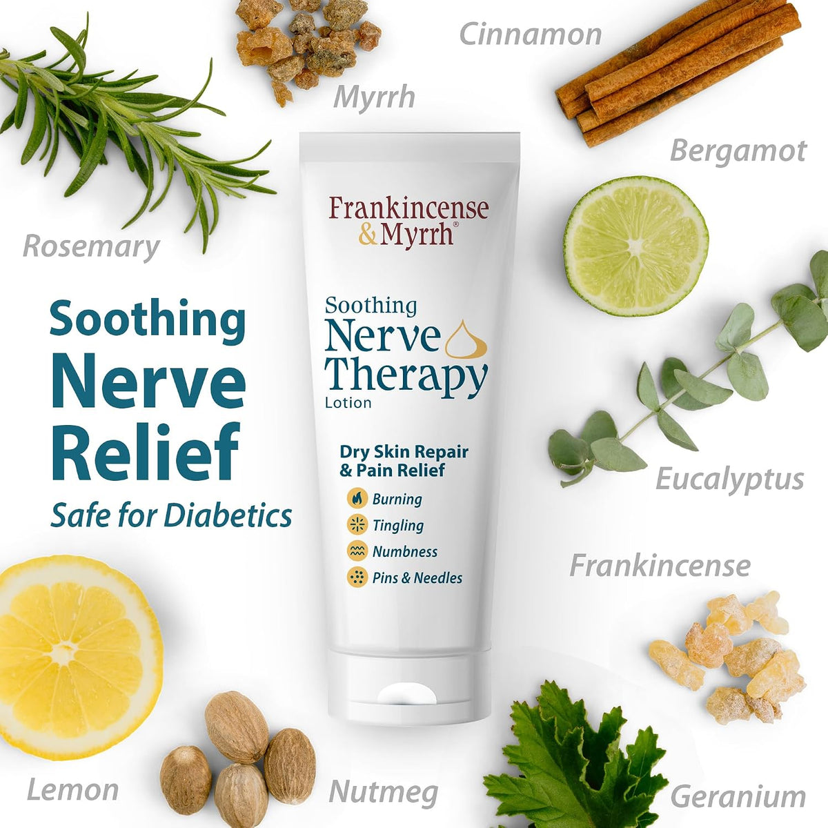 FRANKINCENSE & MYRRH Nerve Therapy Lotion,Diabetic Hands & Feet Relief, 3oz