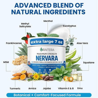 Neuropathy Nerve Cream – Maximum Strength for Feet, Hands, Legs, Toes – Advanced Cooling Non-Greasy Fast Absorbing Formula - Natural Ingredients Frankincense, Arnica, Aloe Vera, Turmeric, MSM