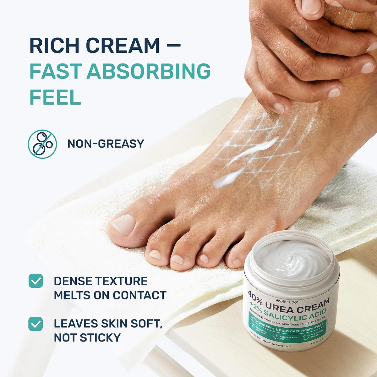 Urea Cream 40 Percent for Feet Maximum Strength - Urea Foot Cream and Callus Remover, Exfoliating Heels Cream with Salicylic Acid - Dry Cracked Foot Lotion Urea, Ceramides, Tea Tree Oil, 4.3 oz