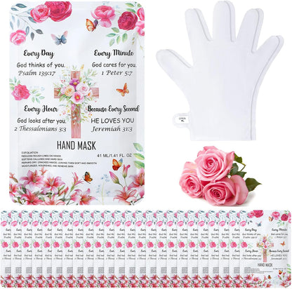 Loopeer 24 Pcs Christian Gifts for Women Rose Hand Mask Gloves Bulk