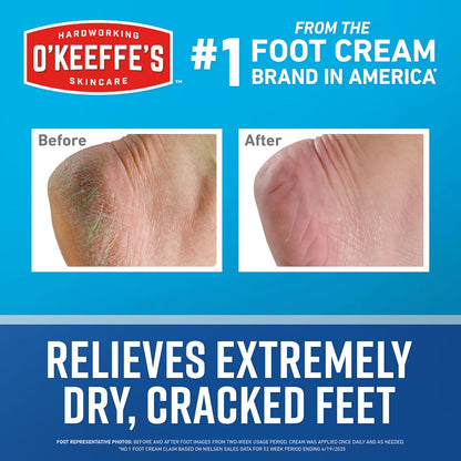 OKeeffes Healthy Feet Cream, For Extremely Dry Feet, 3 oz Travel Tube
